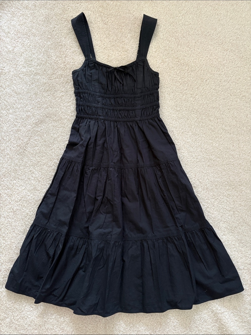 ARITZIA- Sunday Best Dark Navy Sleeveless Tiered Midi Dress